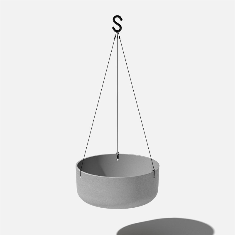Mason Series Hanging Kona Bowl Planter, 1, Gray