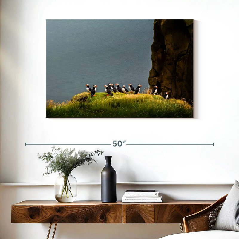 Crowle Cliff Puffin Birds, 26" H x 39" W