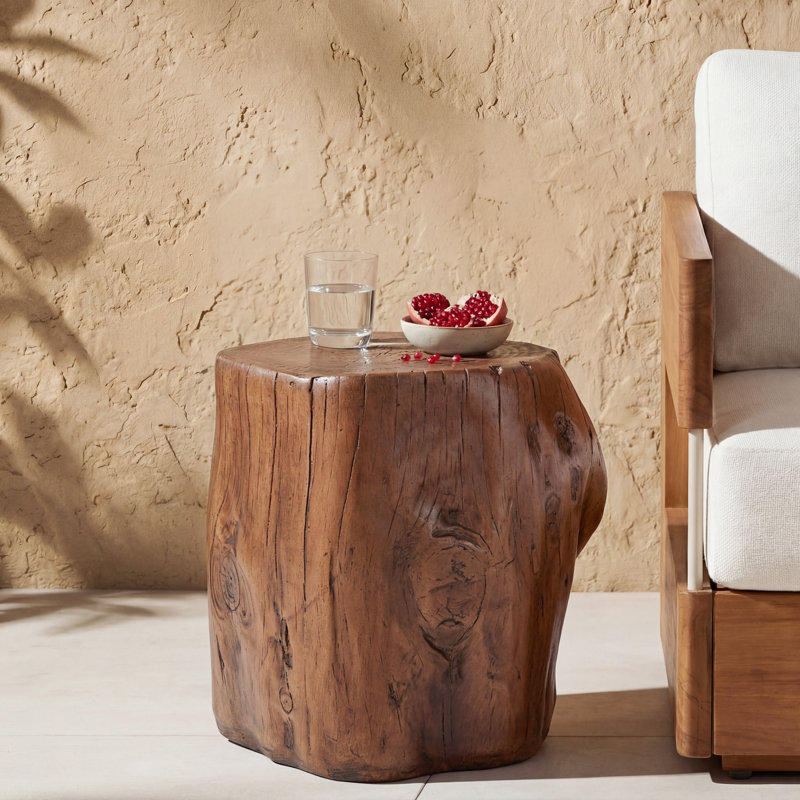 Marlow Modern Rustic MGO Wood Grain Accent Table