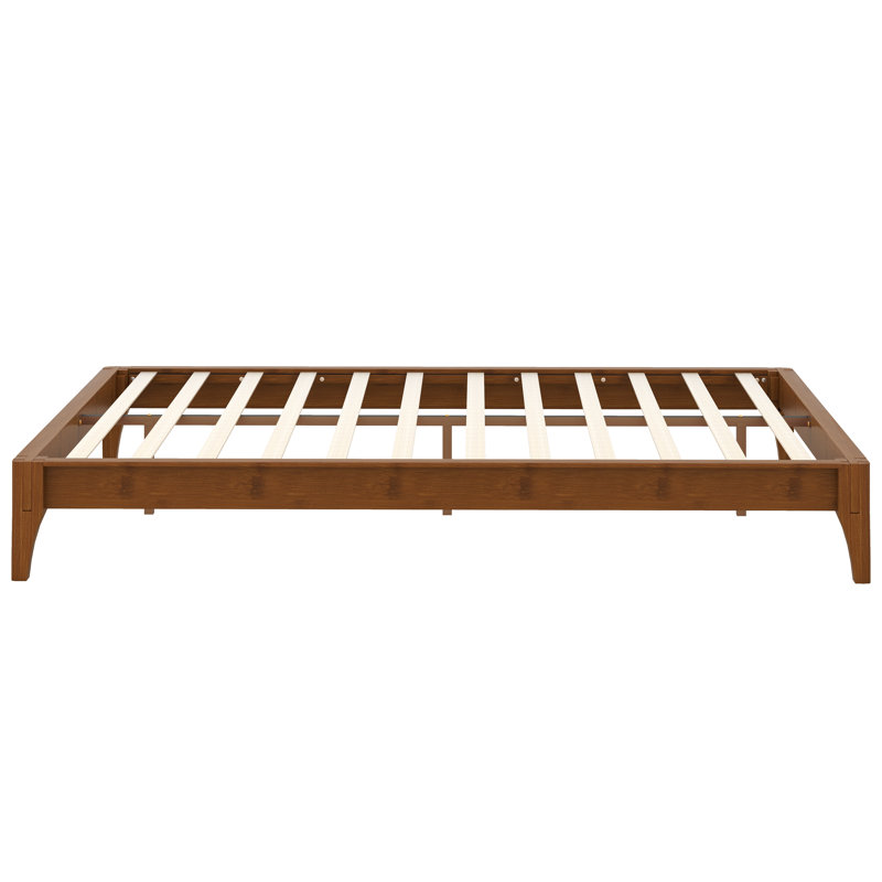 Razzak Solid Dry Bamboo Wood Platform Bed Frame, with Wood Slat Support, No Box Spring Needed, Easy Assembly, Queen
