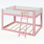 Grand lit superposé bas grand lit, convertible en bois avec échelle réversible et garde-corps de sécurité, rose et blanc-14322807