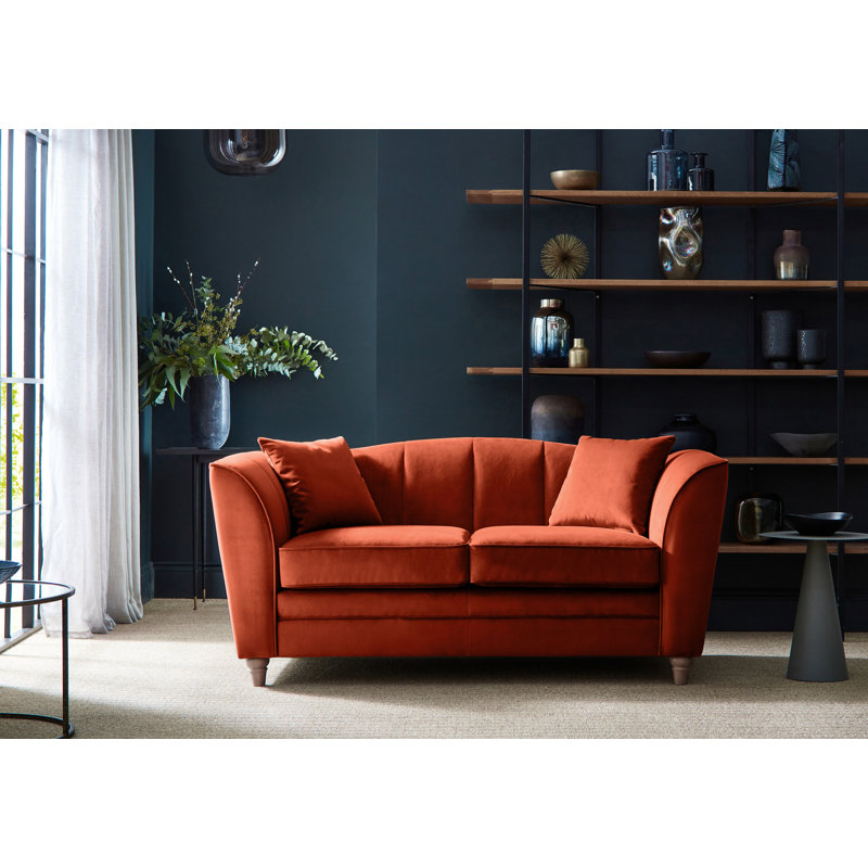 Laverton 2 Seater Velvet Flared Arm Sofa, Umber