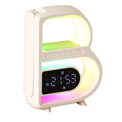 Wireless Charging Speaker 5-in-1 New Wireless Speaker Charger Smart Light Alarm Clock With Color Changing Function Dimmable Bedside Night Light Gift Idea
