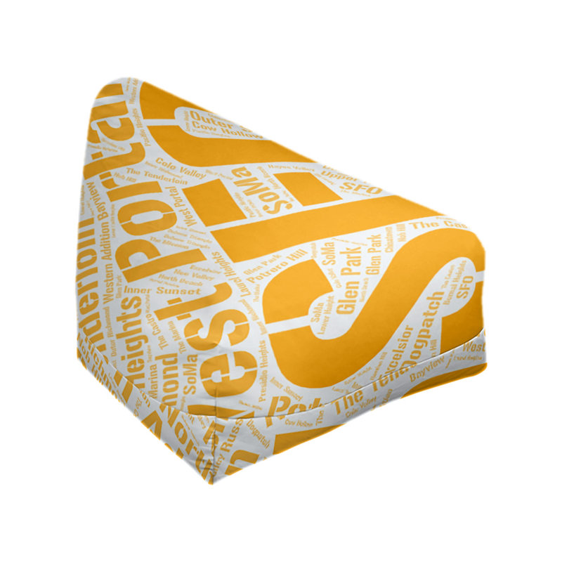 Classic Bean Bag, 30" H x 27" W x 25" D, Orange Polyester Blend, San Francisco