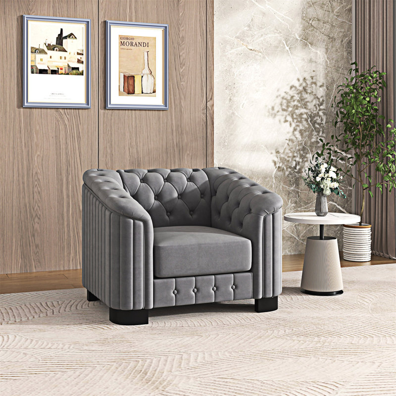 Fauteuil rembourré simple, Gris