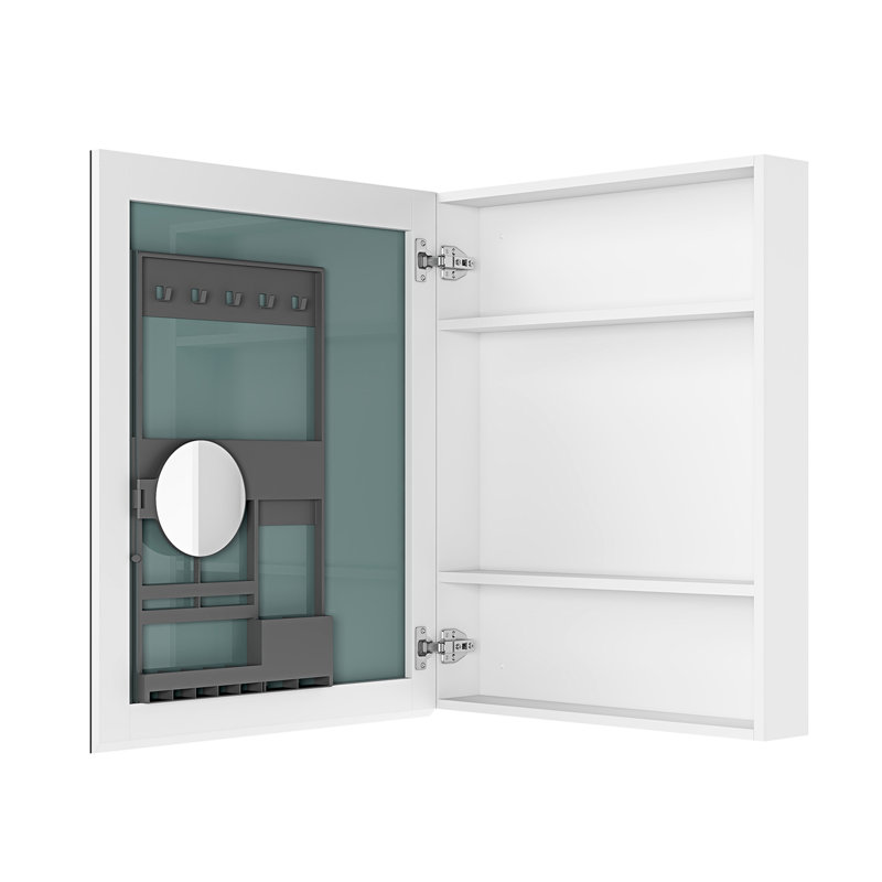 Armoire de rangement de salle de bain blanche 24 po x 30 po avec miroir - reflet transparent