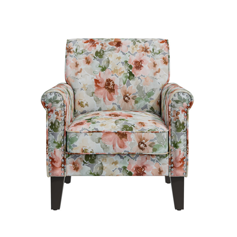 Kyhl Upholstered Armchair, Orange/Green Polyester
