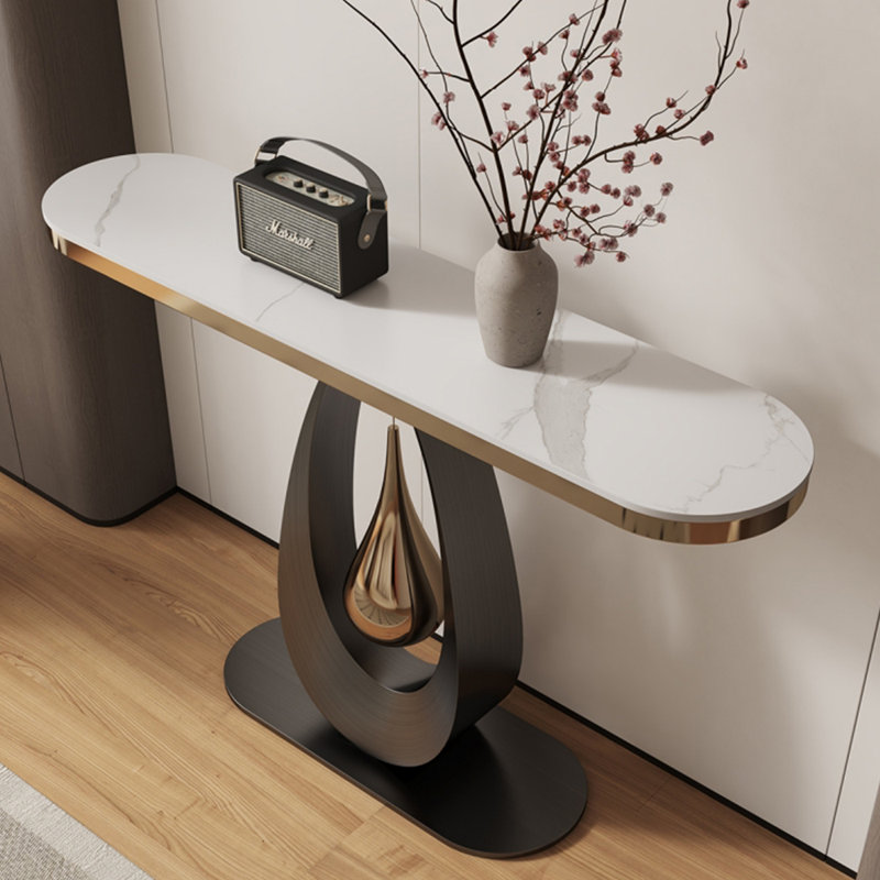 Console ovale légère et luxueuse, H 33,5 po x l 63 po x P 11,8 po