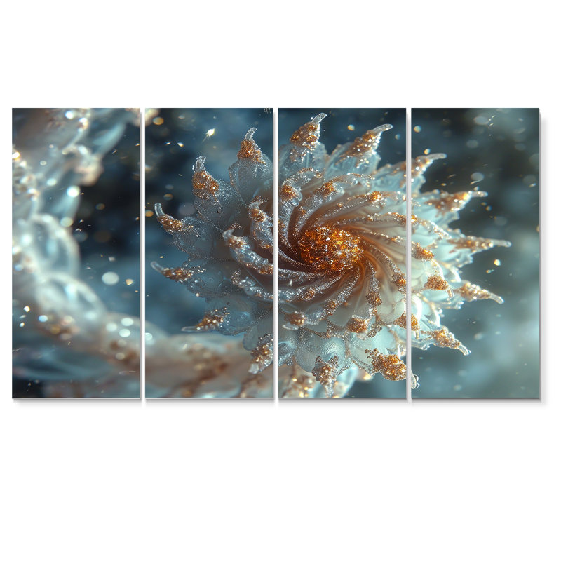 «Winter Magic Curl - Fractal», art mural 4 pièces, 32" H x 64" W