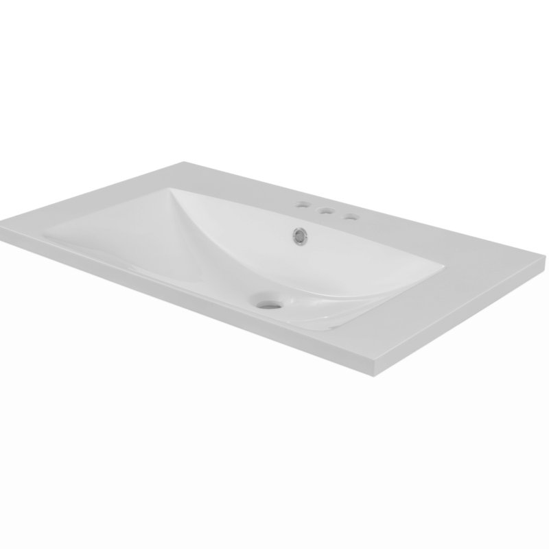 Plateau de meuble-lavabo simple avec lavabo, trous de robinet, céramique