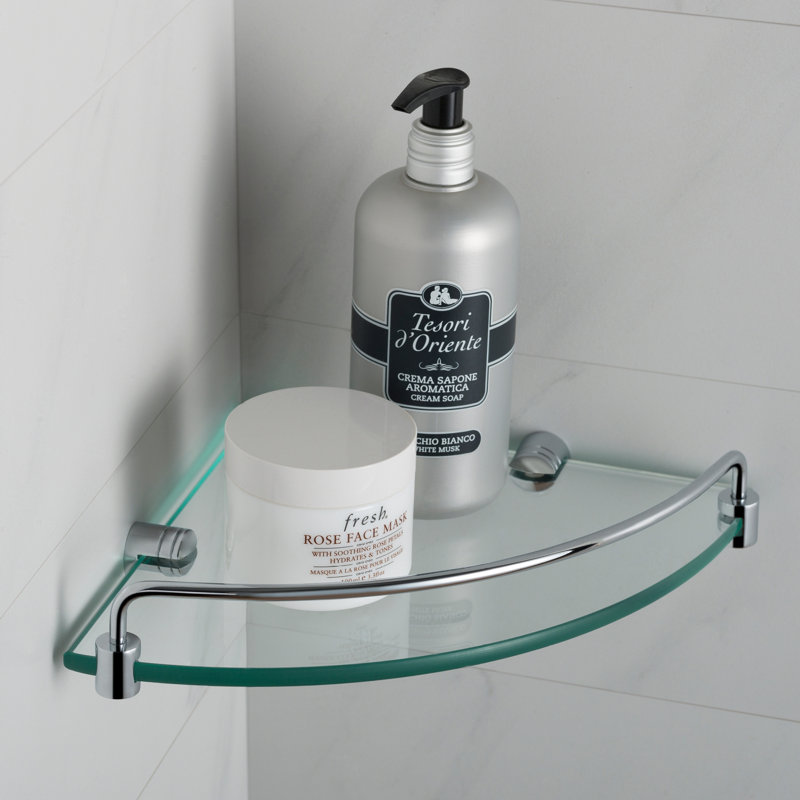 Elie Triangle Metal Corner Shelf, Chrome