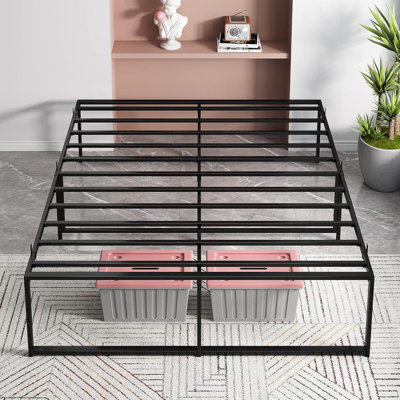 Structure de lit double - plateforme en métal de 14 po, support en acier robuste 3-en-1, conception silencieuse, assemblage facile, finition noire