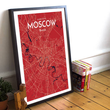 Moscow City Map On Paper Print