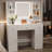 Board Dressing Table With 6 Open Shelves For Bedroom White Efficient Cosmetics Storage
