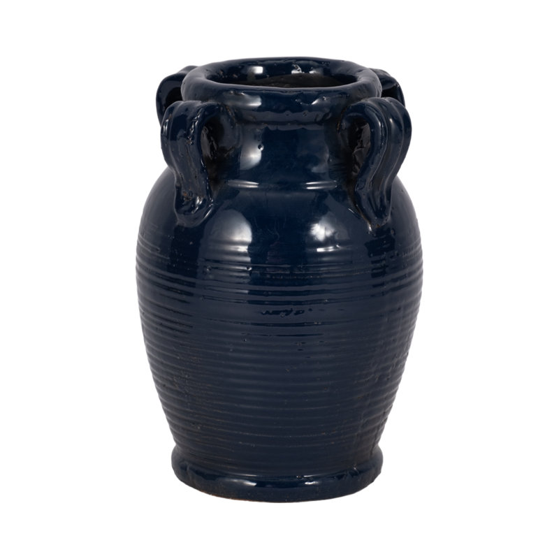 Ceramic/Porcelain Table Vase, Glossy White, 7" H x 5" W x 5" D