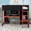 Structure de lit mezzanine avec bureau, lumières DEL, tiroir de rangement, tablettes et garde-robe-2001888693