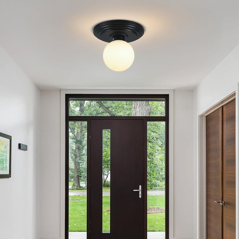 Luminaire plafonnier semi-encastré Nyall Globe, Noir mat