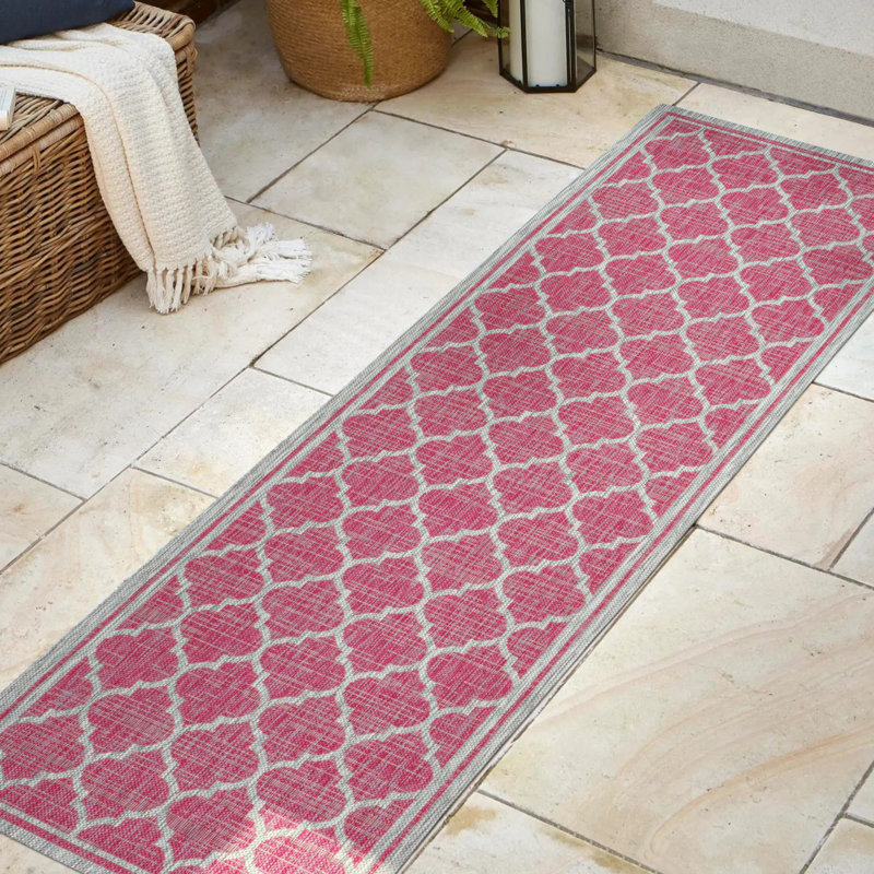 Tapis d'intérieur / extérieur gris treillis Trebol, Tapis de couloir 2 pi 2 po x 10 pi