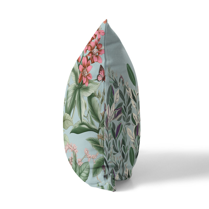 Coussin décoratif Garden Gracefulness Broadcloth, H 20 po x l 20 po, Rose / argent / pâle