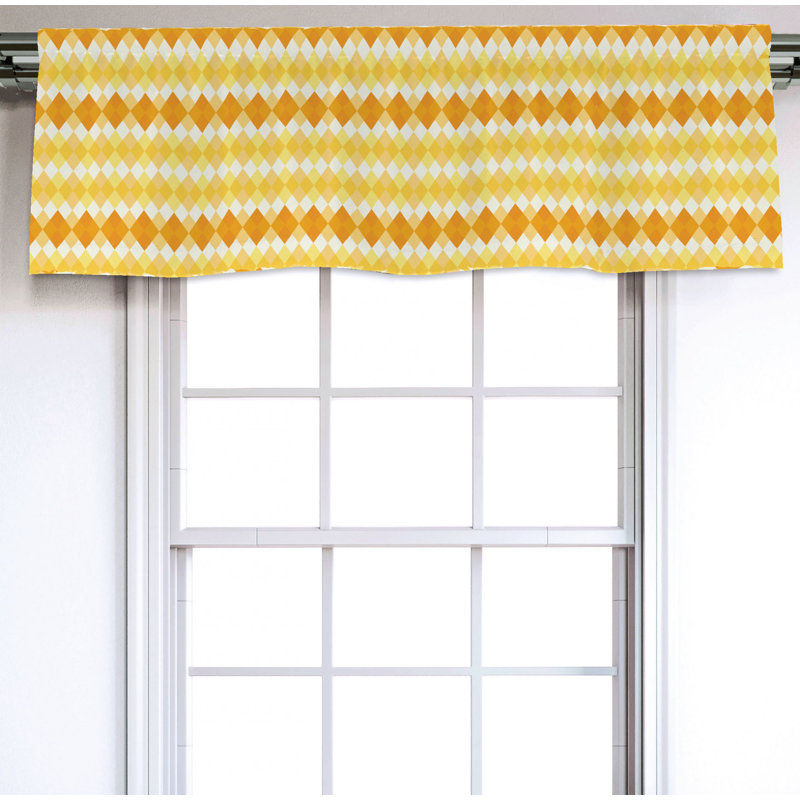 Sateen Geometric Ruffled Window Valance
