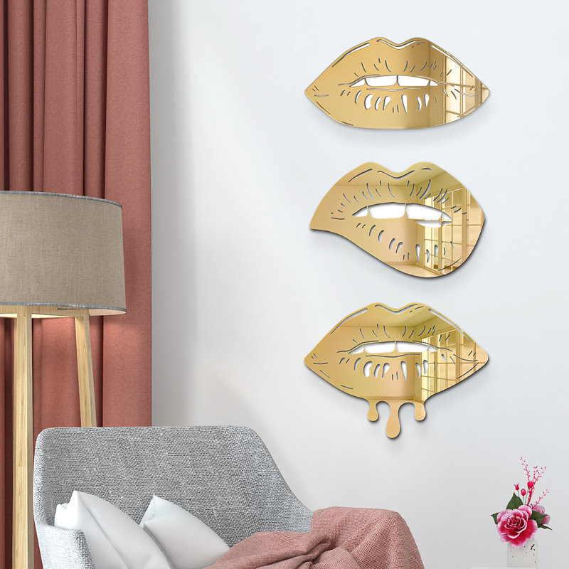 Miroir mural Lips, H 10 po x l 57 po x P 1 po, Or