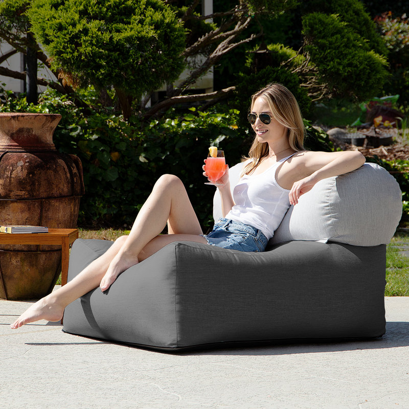 Tybee Large Outdoor Bean Bag Lounger w/ Bolster, Sunbrella, Slate
