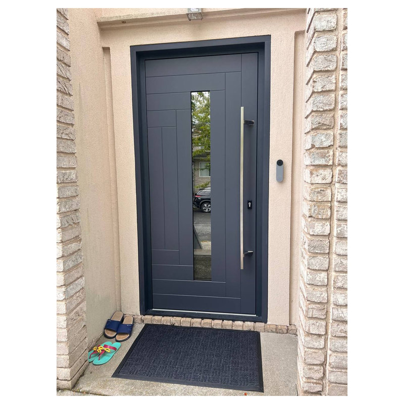Porte avant en acier pré-suspendue à l'avant / gris Ronex 0130 / entrée en métal peint moderne de l 36 po x H 80 po à gauche