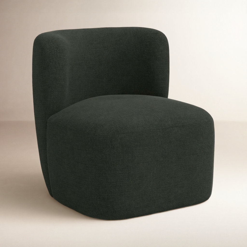 Mariza Cotton Swivel Lounge Chair, Classic Black Linen
