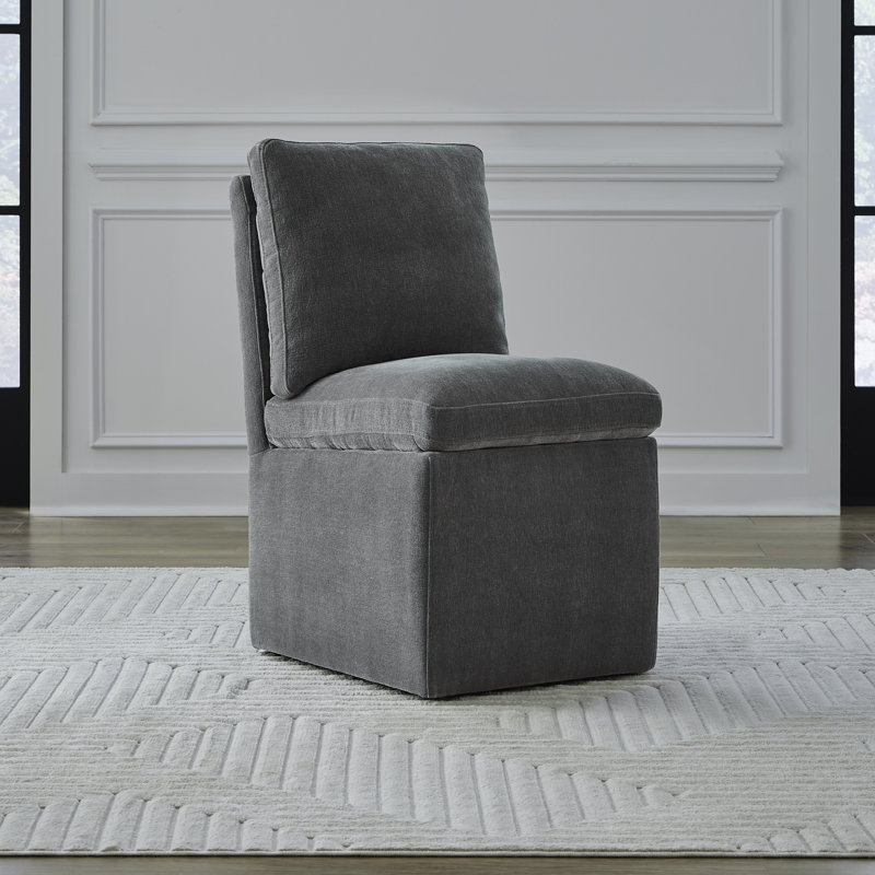 Faouzi Upholstered Dining Chair w/ Casters, Sapphire