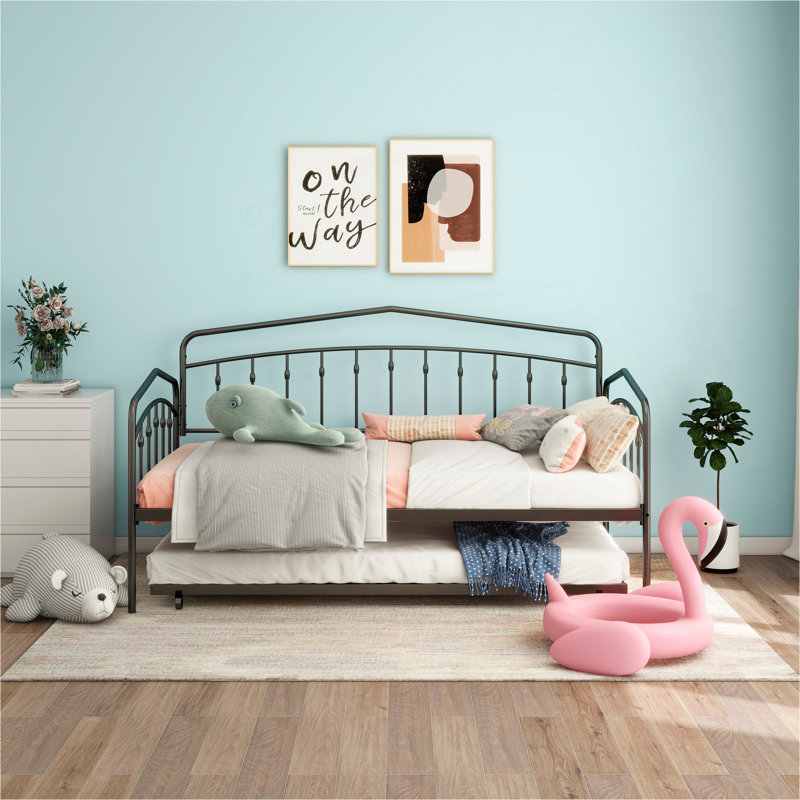 Fox twin daybed with twin trundle, Black