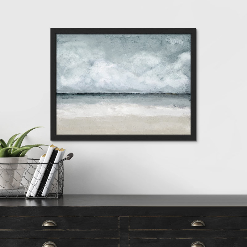 " Storm Cloud Beach Landscape ", Black, 11" H x 14" W