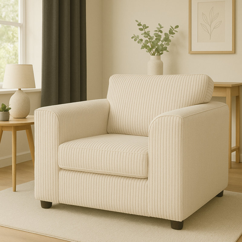 Upholstered Armchair, Cream