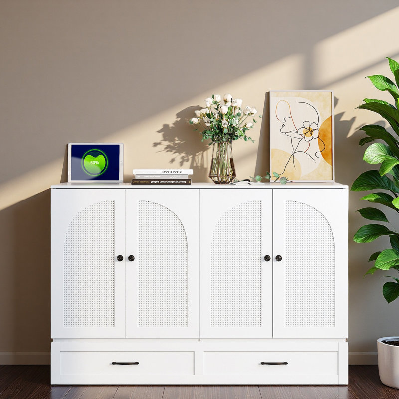 Lit escamotable avec grands tiroirs Murphy, Lit double, Blanc