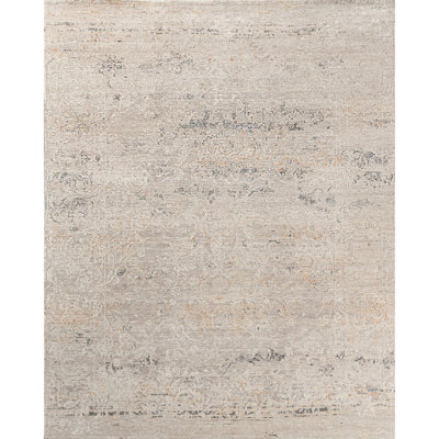 High-Quality Hand-Knotted Beige And Grey Area Rug