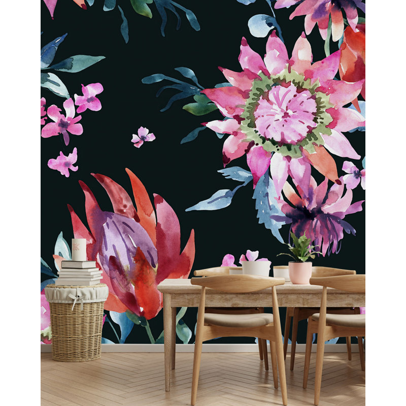 Peel & Stick Floral Wall Mural, 100" W x 8.33" L