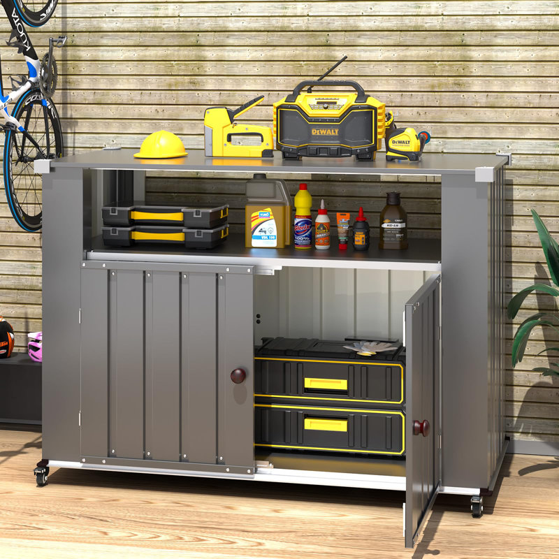Table de barbecue extérieure avec armoire de rangement résistante aux intempéries