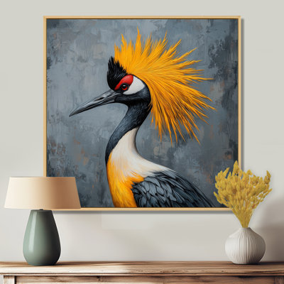 Décoration murale grise à crête grise et jaune - oiseau