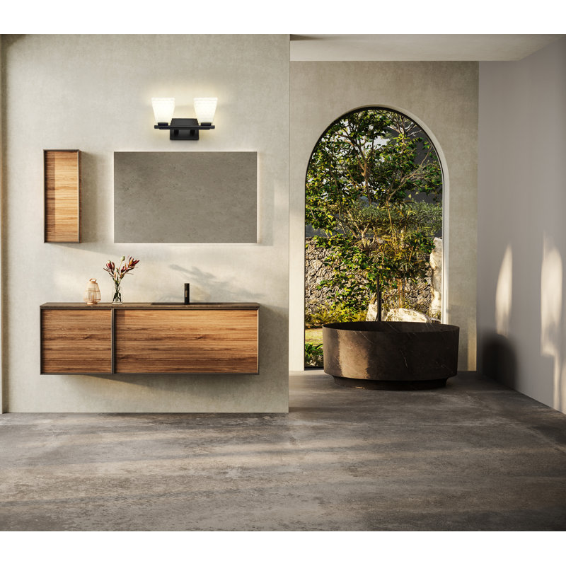 Meuble-lavabo 2 lumières Teyona, Noir mat