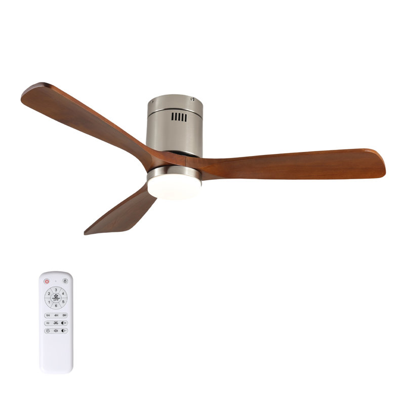 Ventilateur de plafond en noyer et en métal de 52 pouces avec éclairage DEL à intensité variable et réglages à plusieurs vitesses