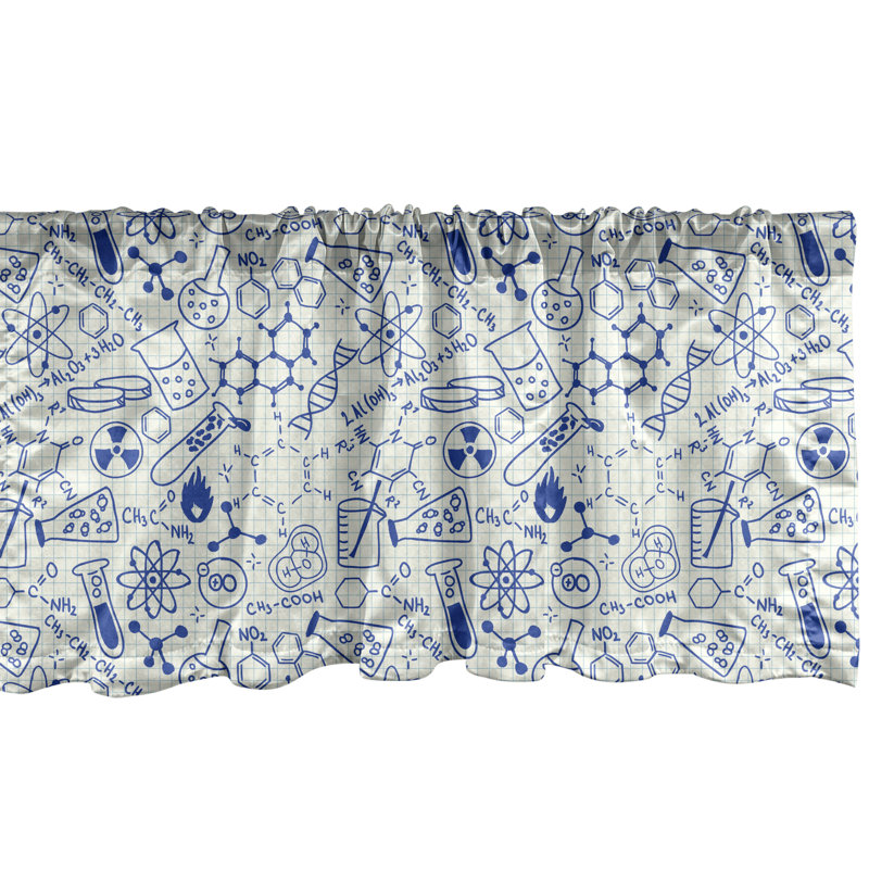 Ensemble de 2 cantonnières Ambesonne - thème géométrique - bleu et ivoire, L 54 po x L 18 po