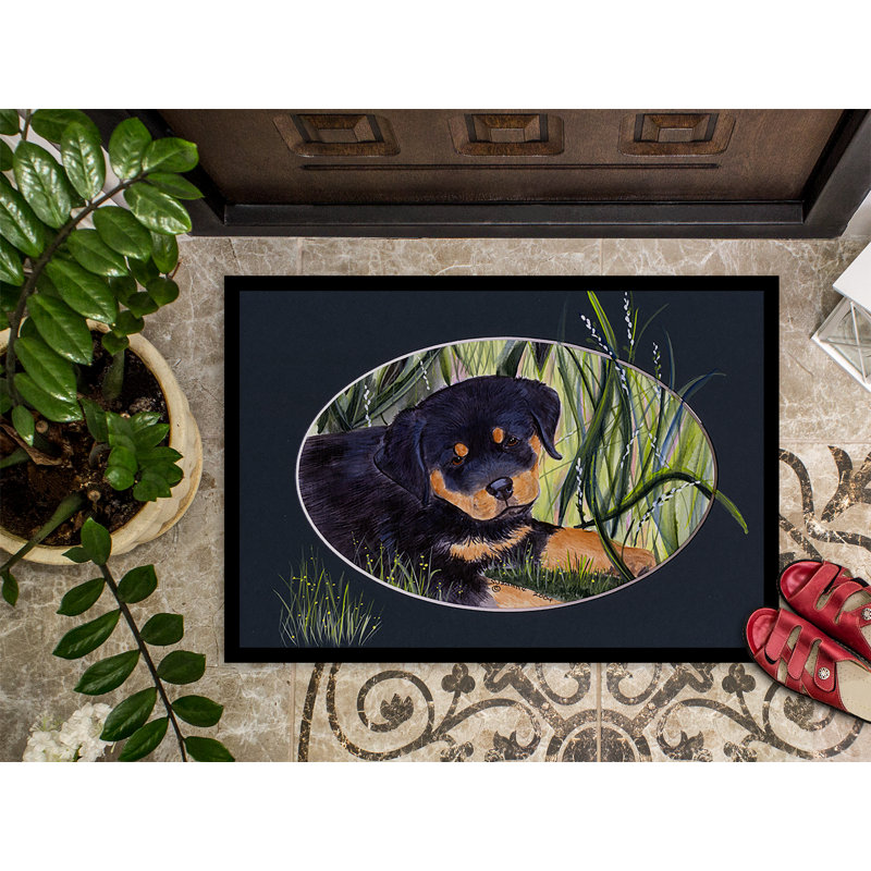 Tapis de porte d’intérieur anti-dérapant rottweiler, Rectangle 2 pi x 3 pi