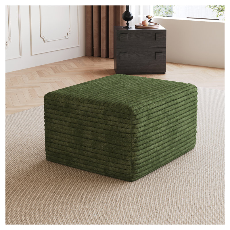 Repose-pieds en velours côtelé moelleux, vert, sans assemblage requis, repose-pieds moderne ou siège d'appoint, Green
