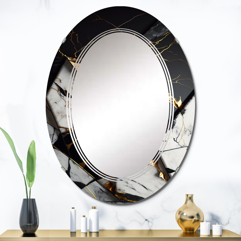 Miroir mural abstrait en marbre Prciosa, 36 po x 24 po