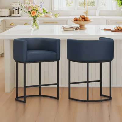 Modern Upholstered Counter Stool with Metal Frame