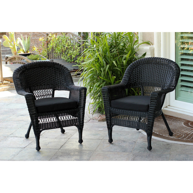 Burrowes Patio Chair with Cushions SET, Black, Gray