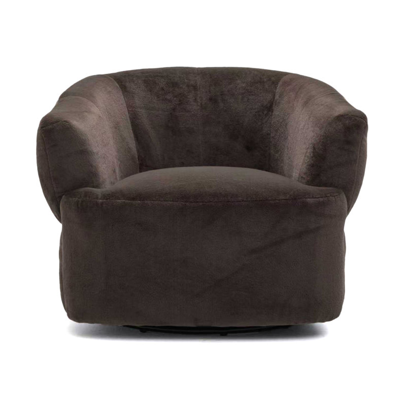Fauteuil club pivotant en peluche Radia Modern, Marron foncé