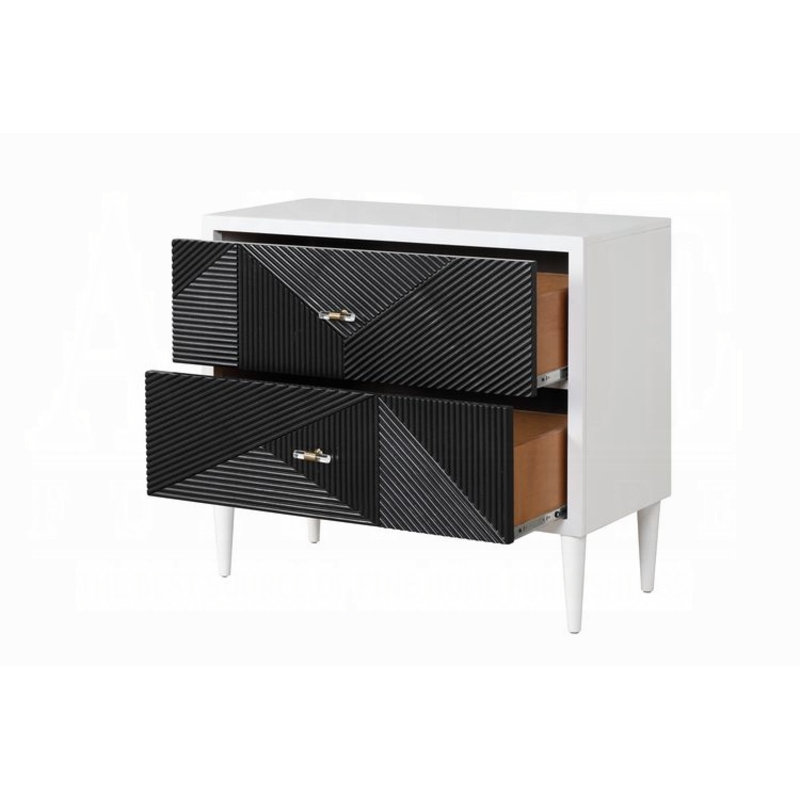 Abentego Accent Table/Nightstand in White& Black Color, for guest room, office room, living room