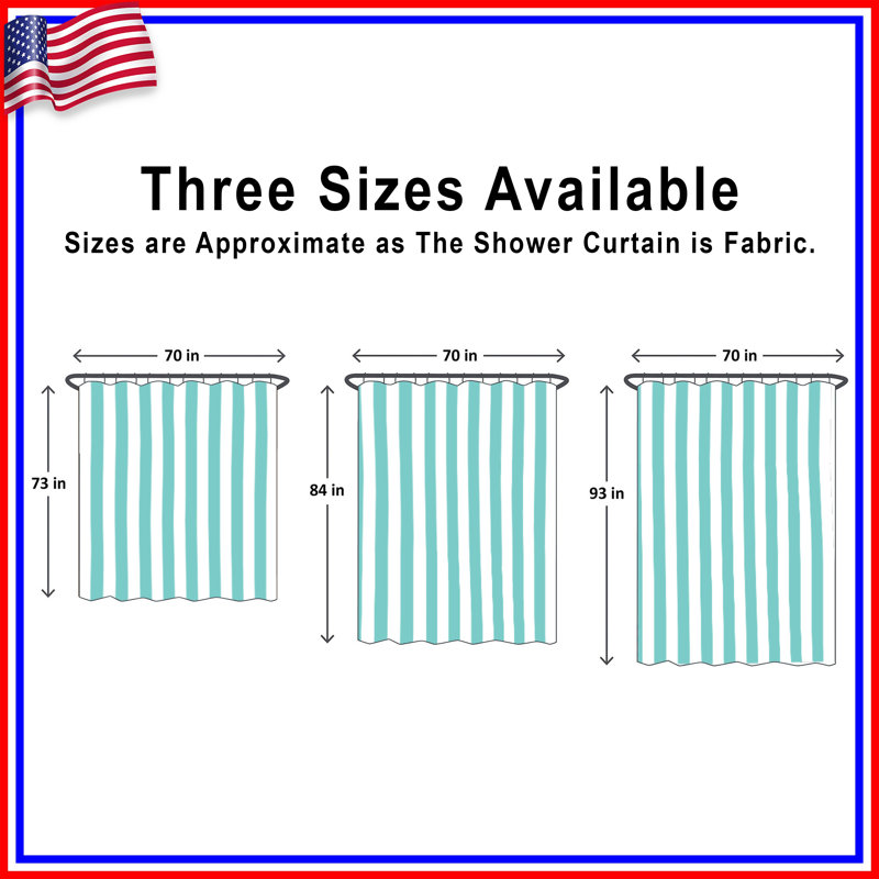 Turquoise Vertical Stripes Shower Curtains Extra Long, L 70 po x H 84 po