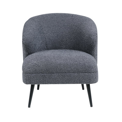 Dark Gray Boucle Accent Chair With High Foam And 26" Seat Width For Living Area Luxury In Plywood Construction 36.78 Lb Weight