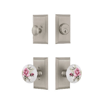 Nostalgic Warehouse Studio Entry Set with White Rose Porcelain Knob
